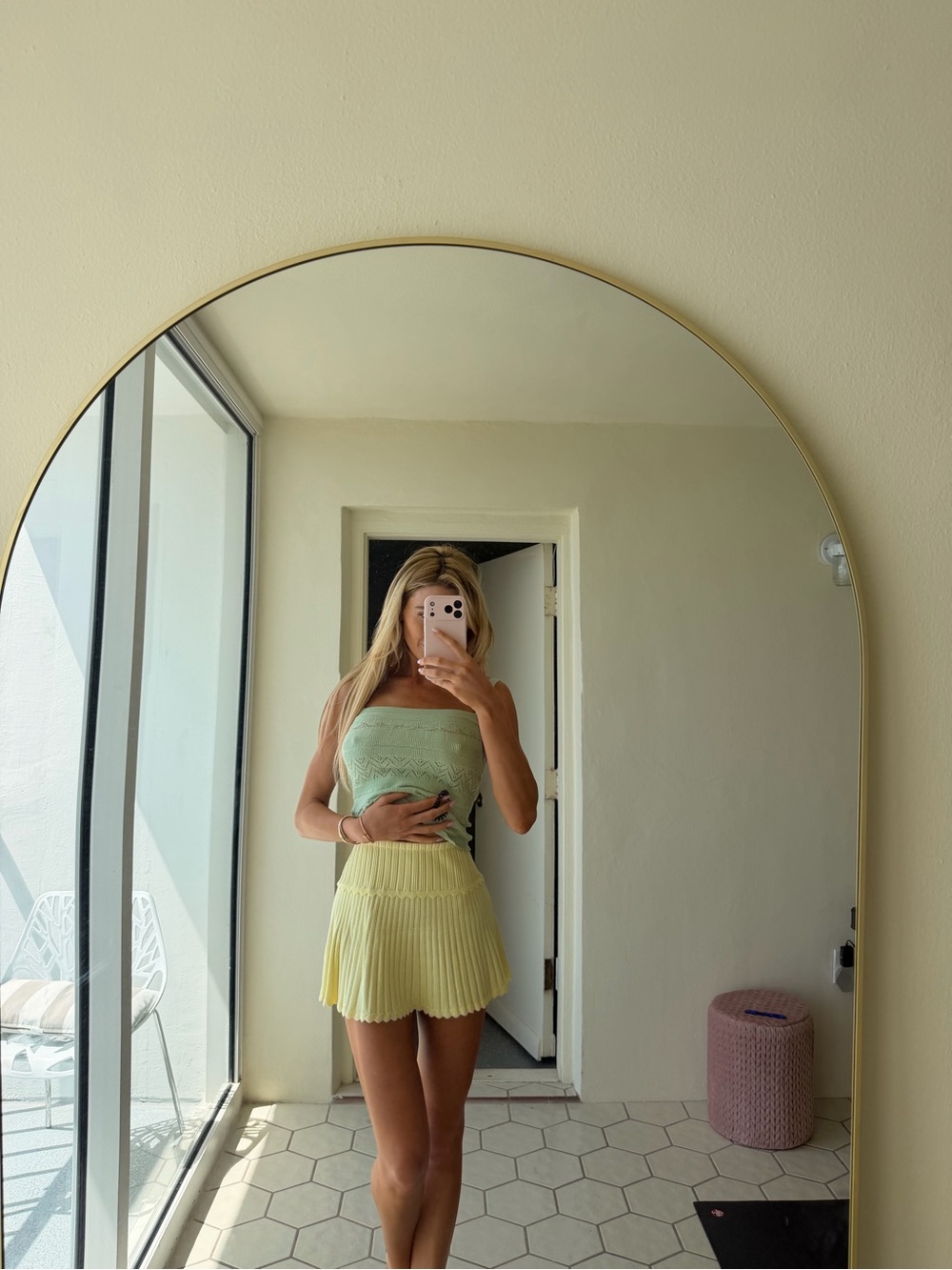 Meshki Pale Yellow Ribbed Knit Tube Top